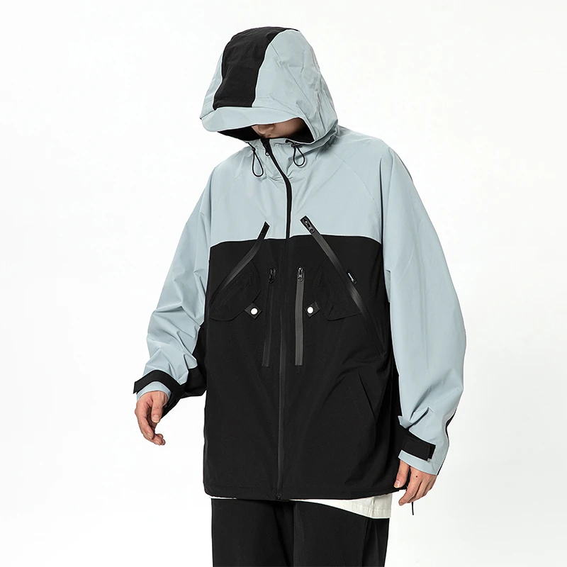 HJ5319户外冲锋衣外套春秋机能防风夹克美式潮牌运动连帽登山服