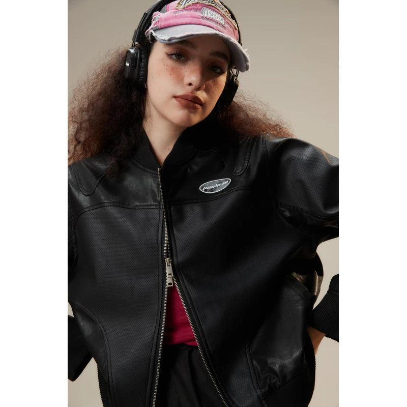 STIWAUP潮牌辣妹风皮夹克J363