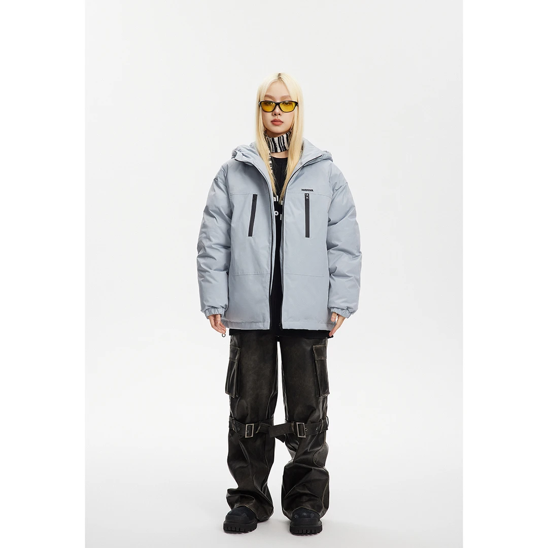 S5175港风潮牌冬季保暖情侣百搭设计感字母休闲连帽棉衣