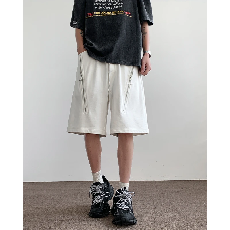 X5490潮牌美式高街金属风拉链设计感休闲短裤