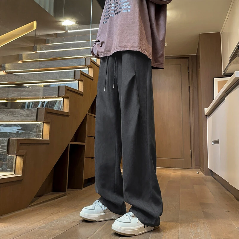 Q2595潮牌美式复古oversize伞兵裤春秋褶皱宽松直筒休闲裤
