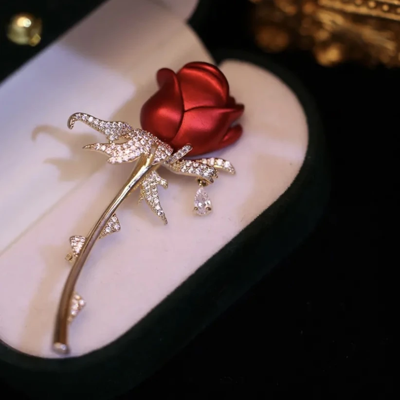 铜合金胸针 素款玫瑰花郁金香新款气质优雅胸花时尚百搭别针