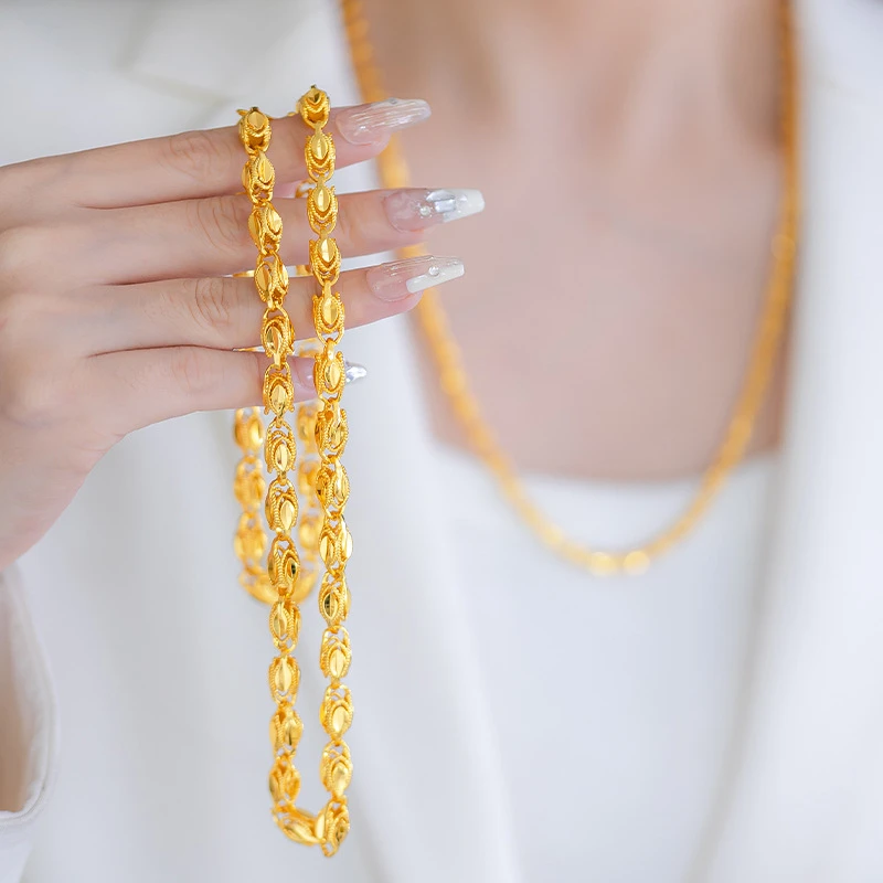 铜合金项链 个性眼睛项链霸气金色久不掉色男女款仿大金链子百搭