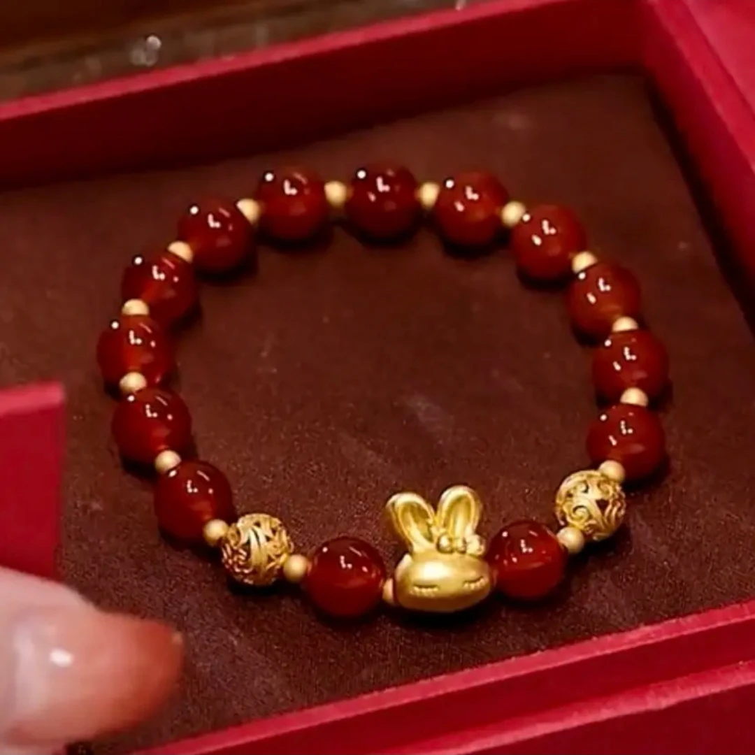 古零 铜合金手链 红色兔子手链新款爆款时尚百搭本命年手串