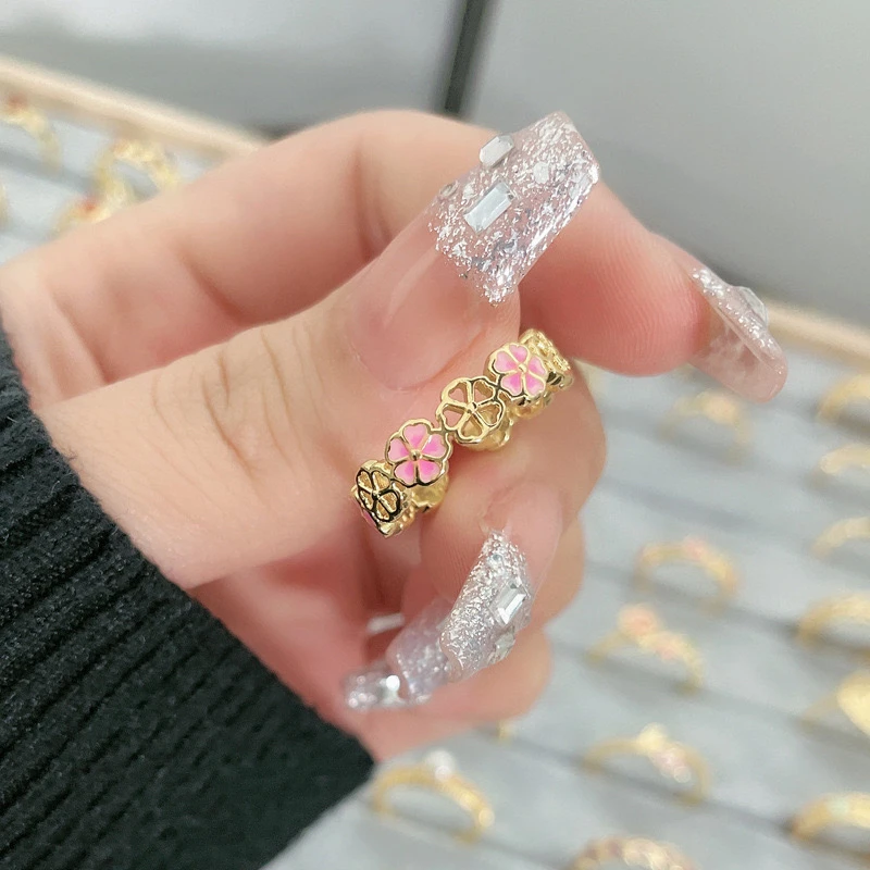 铜合金戒指 戒指轻奢风儿三生三世桃花戒指镂空樱花戒指女配饰