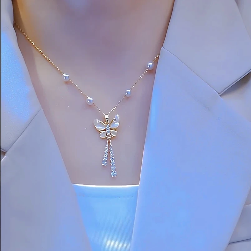 钛钢项链 送女朋友礼物蝴蝶流苏项链女款2025新款火爆款时尚饰品