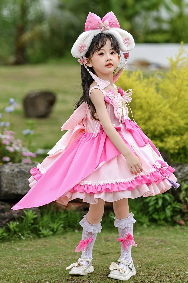 四季款流苏美乐蒂重工蓬蓬裙洛丽塔生日公主裙Lolita女童夏连衣裙