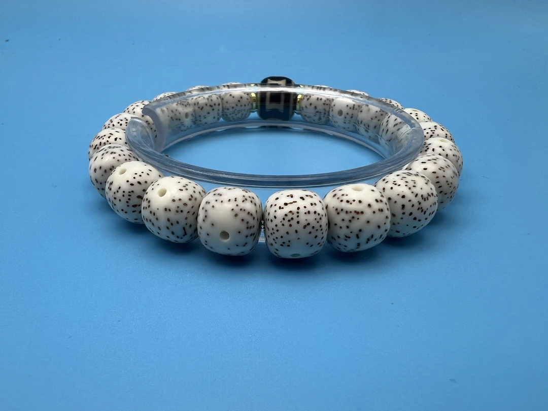 星月天然原白籽    顺白星月单圈 11×10尺寸 搭配藏式天地玛瑙