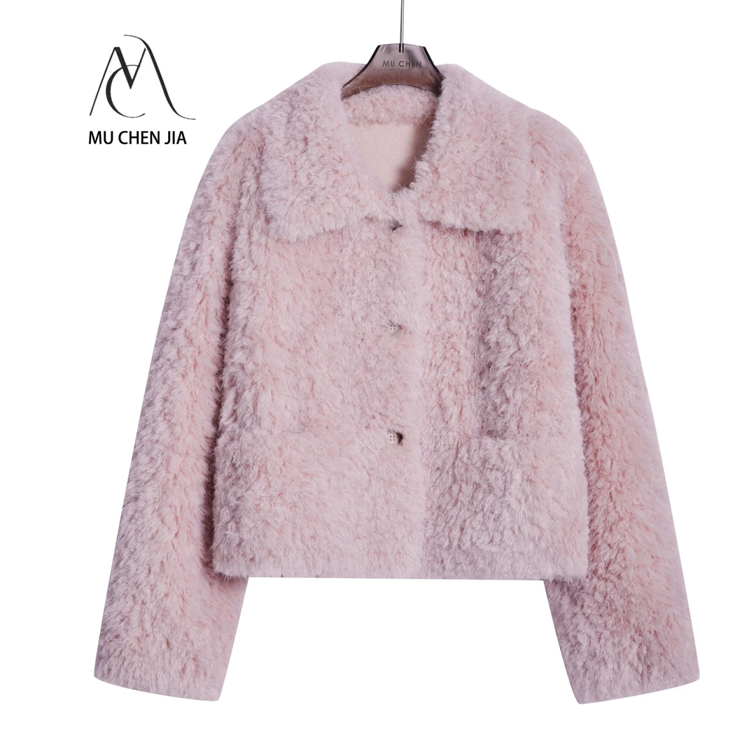 【MUCHENJIA】2024冬季新款翻领宽松短款托斯卡纳加厚外套MCJ1212