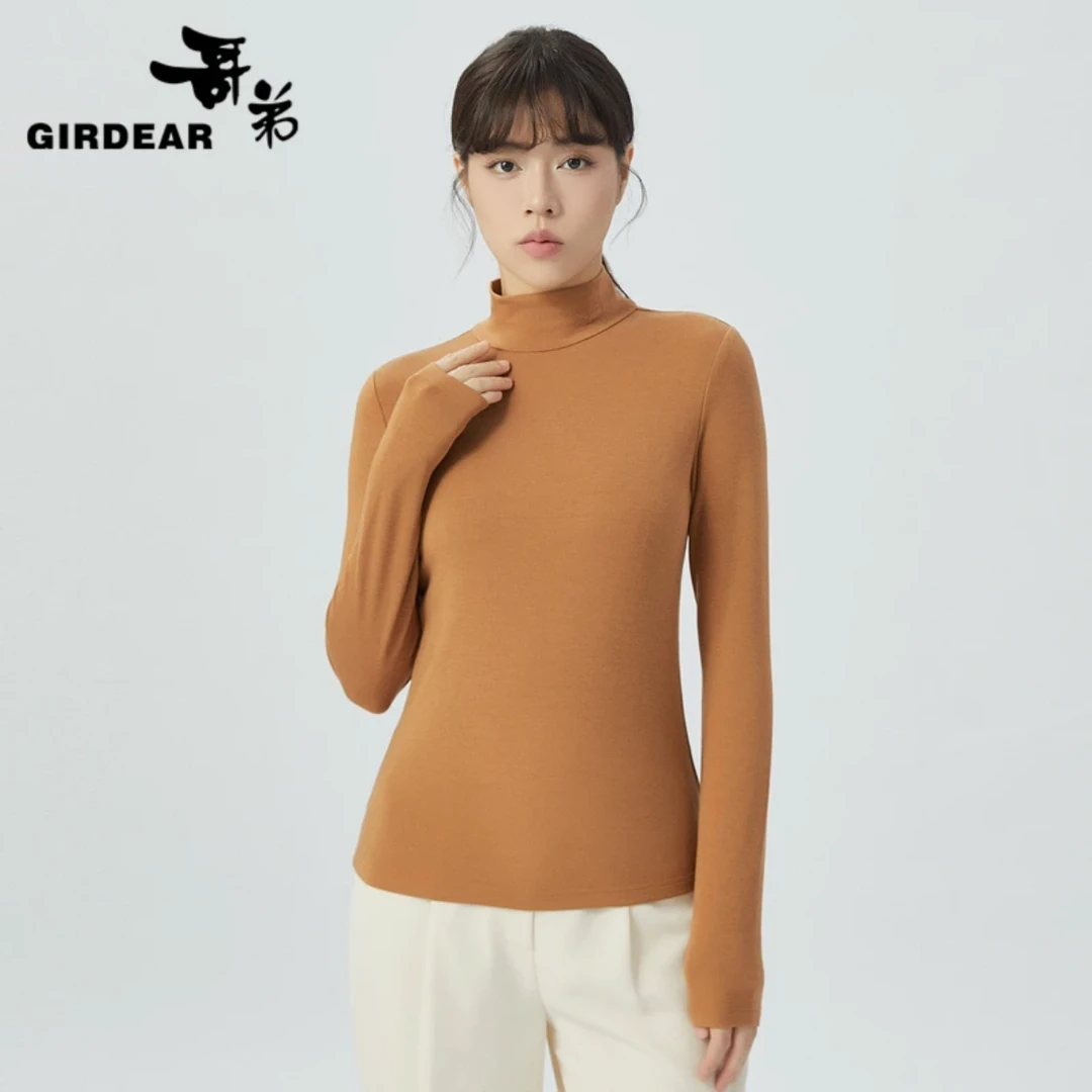 GIRDEAR/哥弟早秋美拉德烟管领长袖内搭打底衫赫本女士t恤1300536