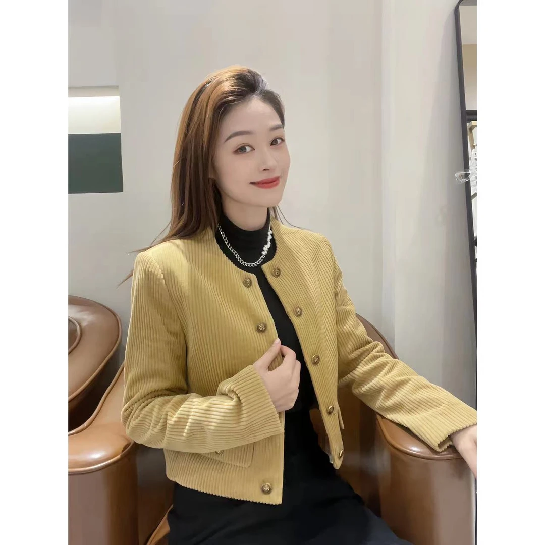 GIRDEAR/哥弟新款时尚气质复古简约圆领小香风外套1400680-1P253