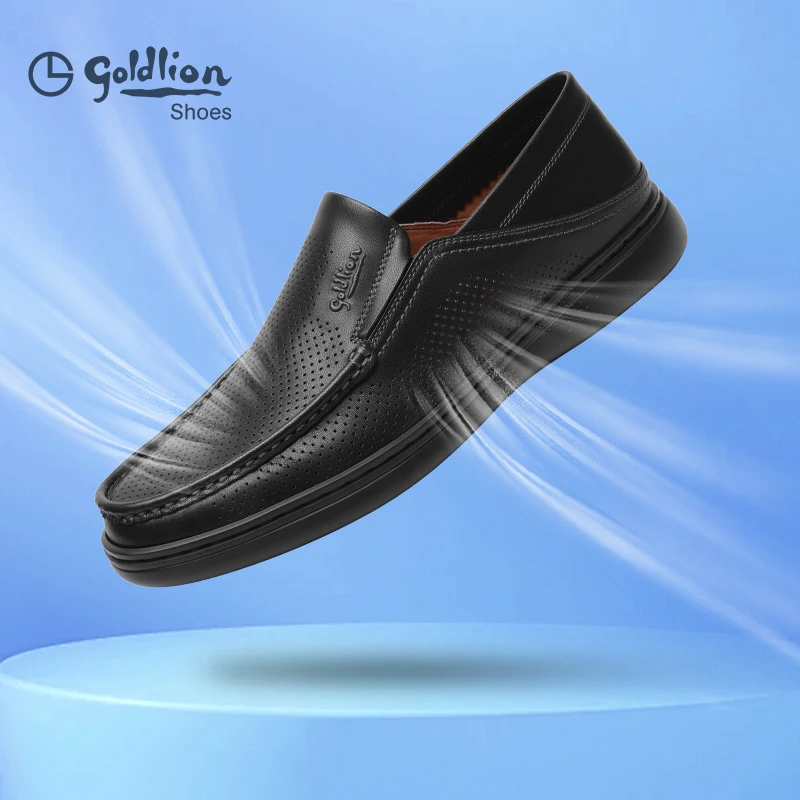 金利来男鞋新款休闲夏季冲孔踩脚套脚两穿冲孔豆豆鞋527420085