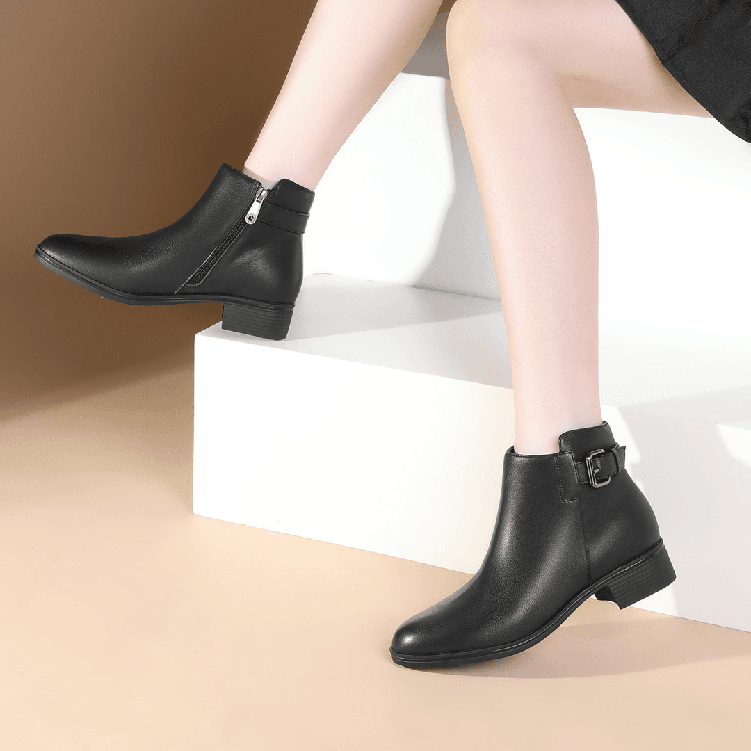 Goldlion/金利来【爆款】简约子女靴舒适保暖圆头低跟短靴女鞋时尚