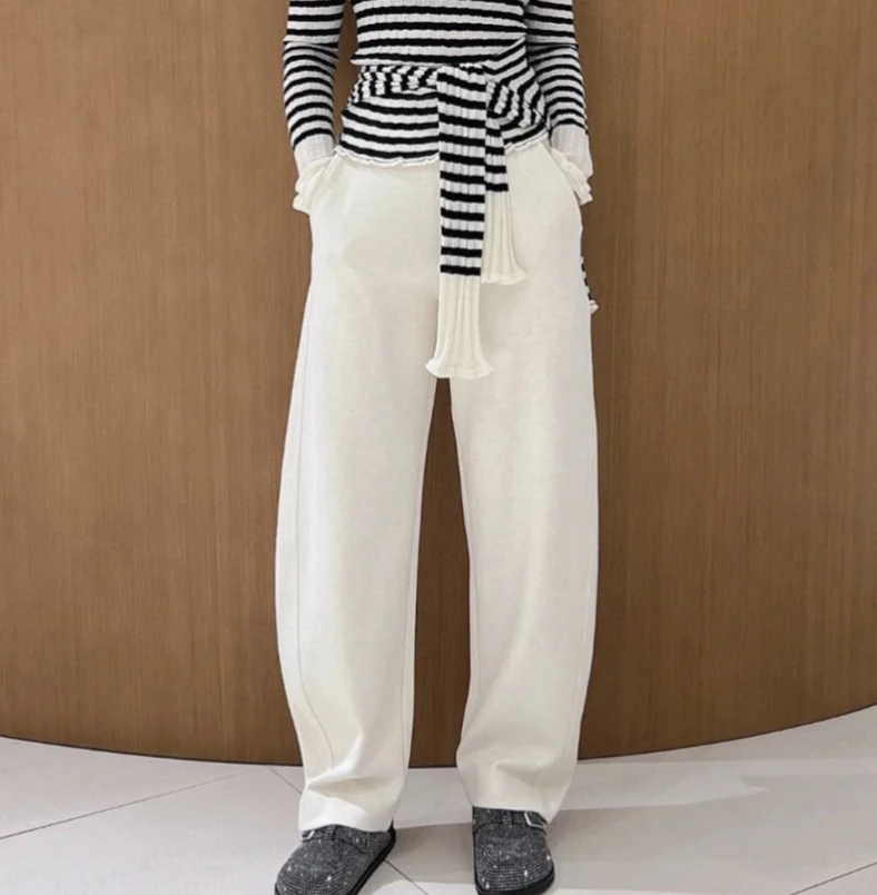 【显瘦裤王】ED休闲松紧腰弯刀型针织长裤