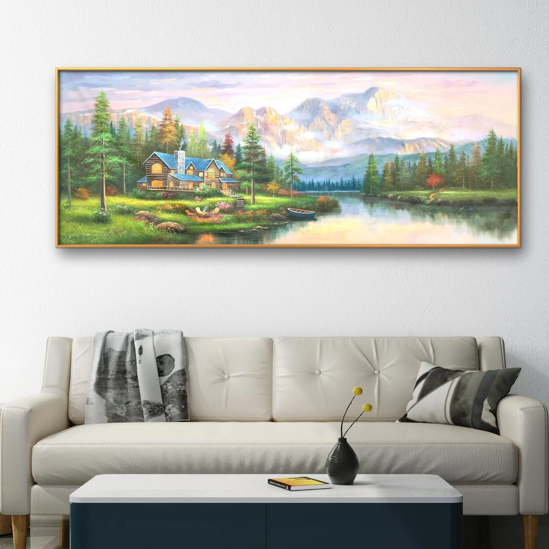 《托马斯花园景》美式欧式法式现代简约田园古堡客厅沙发手绘油画