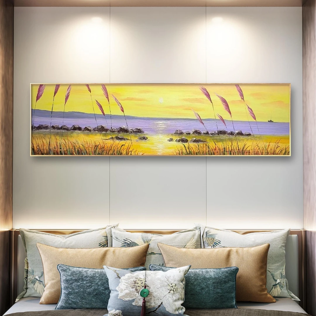 《芦苇》手工肌理画风景画家居装饰画高级感床头画