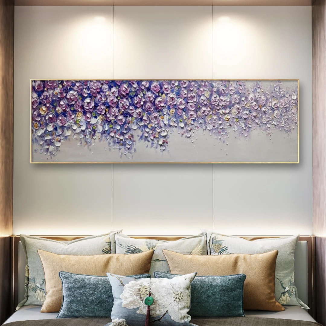 《姹紫嫣红》北欧轻奢卧室床头客厅挂画手工装饰画