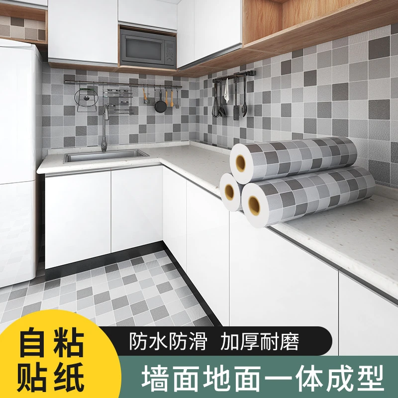 厨房防油贴纸卫生间防水防潮墙纸自粘橱柜灶台马赛克瓷砖翻新墙贴