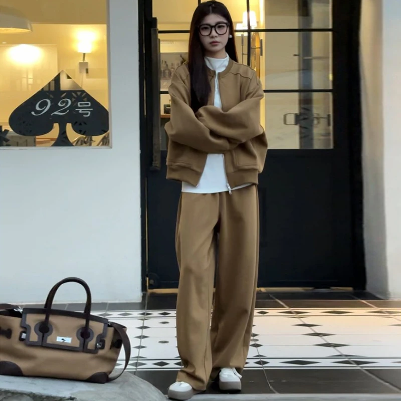 慵懒风休闲运动套装2024春秋卫衣外套阔腿裤显瘦两件套女装气质