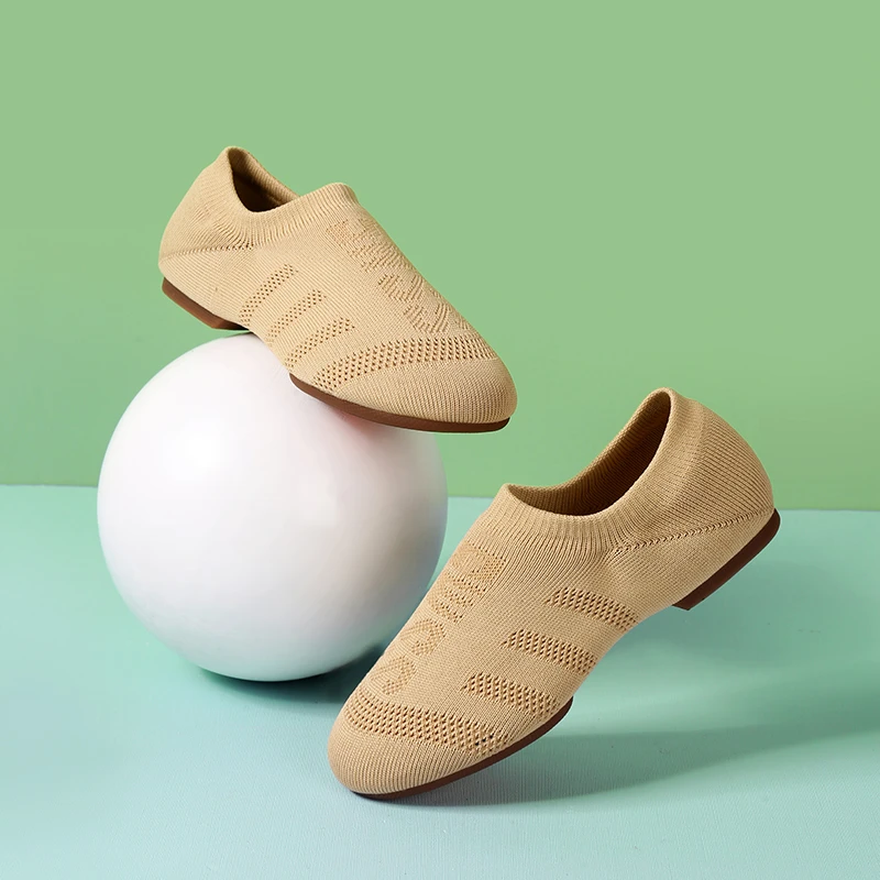 飞织教师鞋广场舞鞋猫爪练功鞋瑜伽爵士成人室外禅舞秋冬网面软底