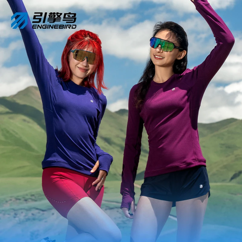 引擎鸟2024秋冬新品未来翼赤狐小蛮腰速干跑步运动休闲长袖速干衣
