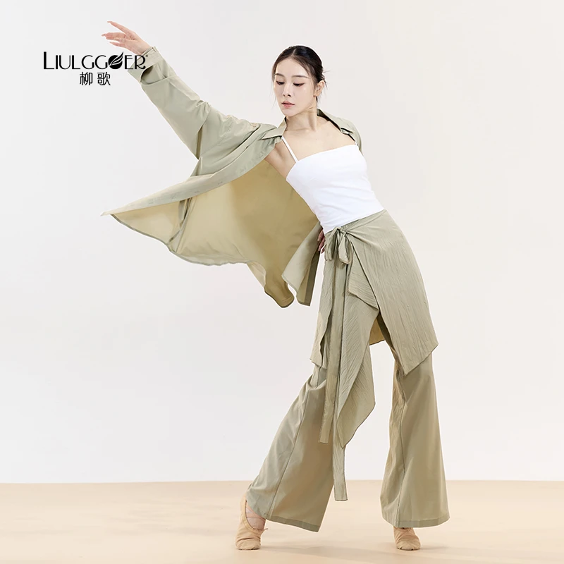 柳歌宽松衬衫飘逸中国舞蹈服长袖衬衣古典舞服装练功服上衣女