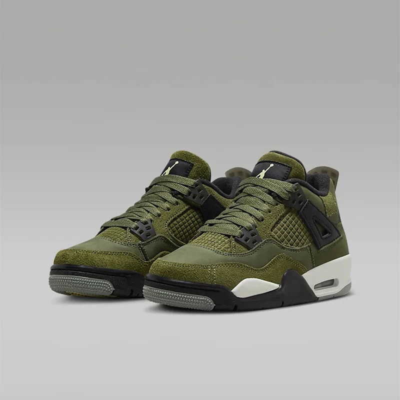Air Jordan 4 AJ4军绿色 耐磨防滑 高帮女子复古篮球鞋FB9928-200