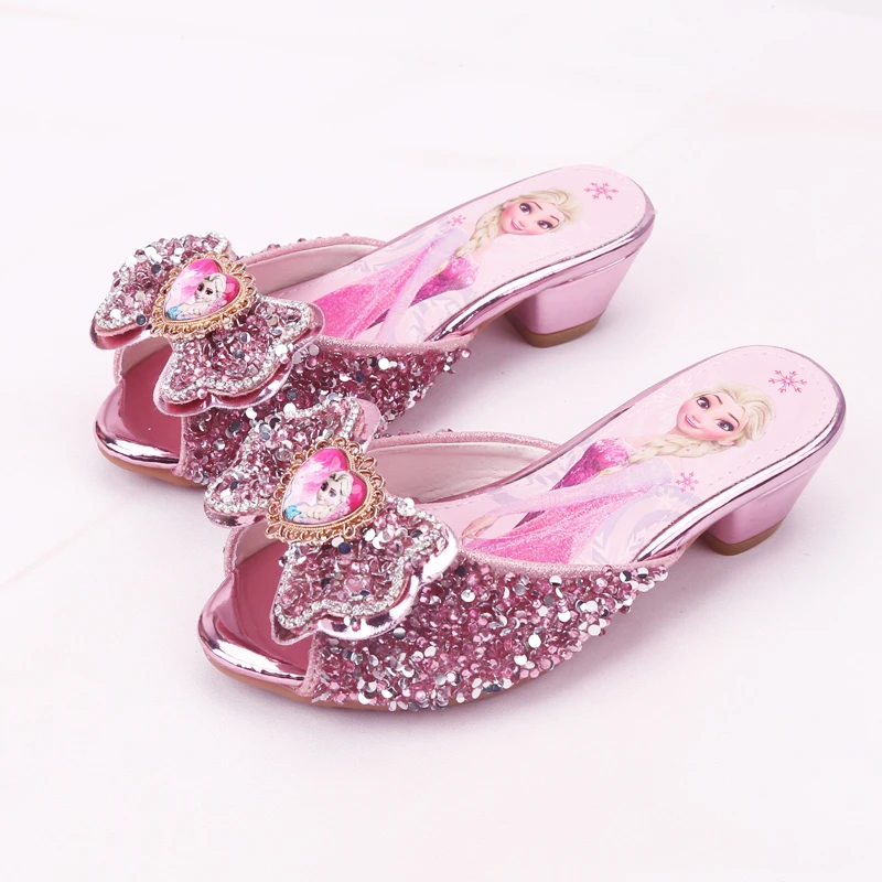 艾莎公主鞋女童高跟鞋夏季潮款软底外穿儿童拖鞋中跟小女孩宝宝鞋