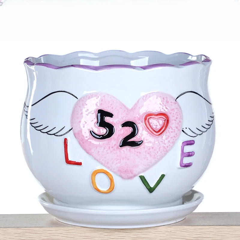 花盆陶瓷带托盘简约大号家用特大号绿萝吊兰多肉绿植花盆花器桌面