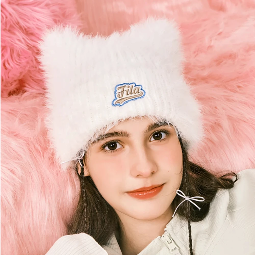 FILA FUSION斐乐女帽针织帽2024冬季新款帽子毛线帽T13W442204F