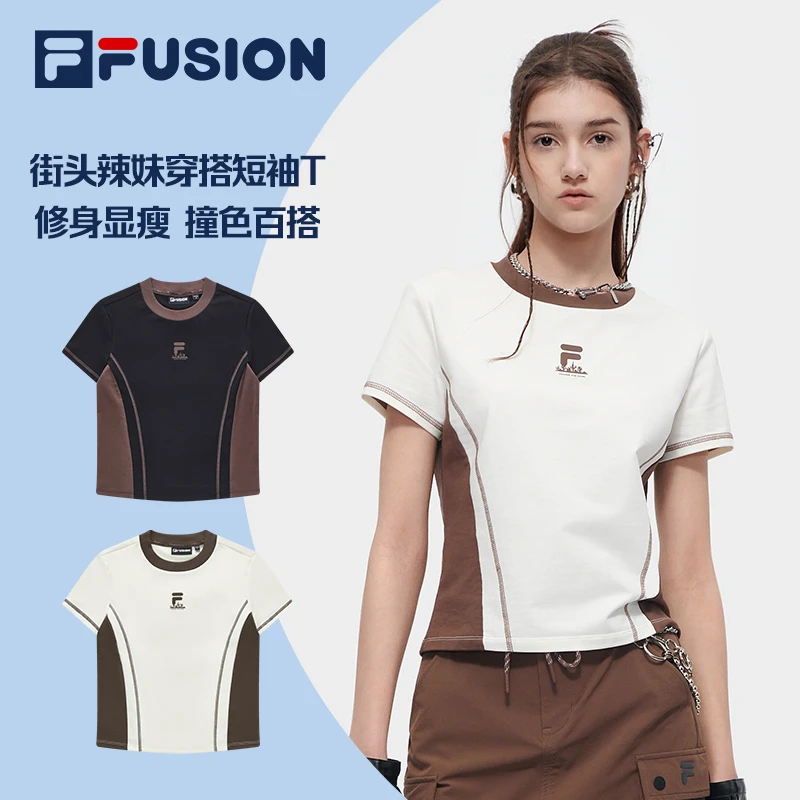FILA【潮流辣妹】斐乐女装短袖T恤休闲潮流百搭修身显瘦T11W421101F