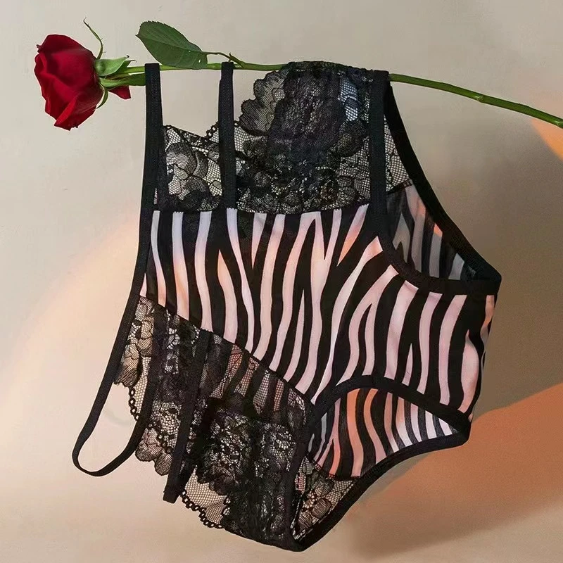 蕾丝高腰内裤女纯欲纯棉档女士性感新款时尚不夹臀三角裤舒适透气