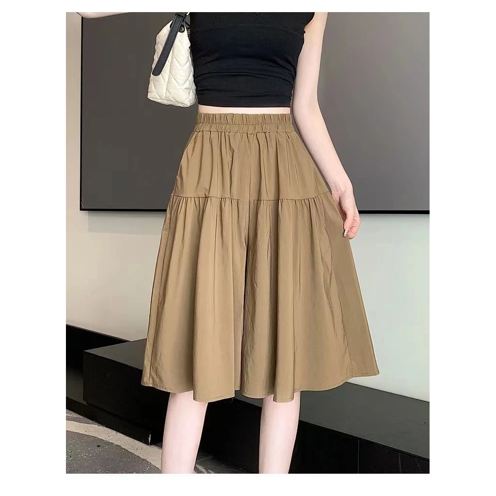 慵懒风速干冰丝阔腿裤裙短裤女夏季薄款宽松休闲五分裤半身裙裤子