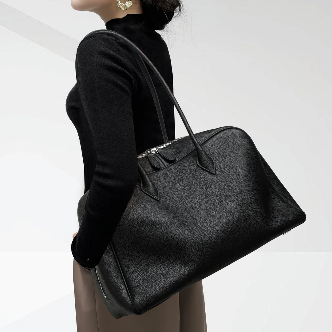 CCAMO牛皮大容量包包秋冬高级感时尚大气女包单肩包简约商务大包