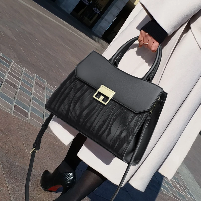 CCAMO气质黑色女士包包轻奢小众高级包包手提通勤女包时尚单肩包