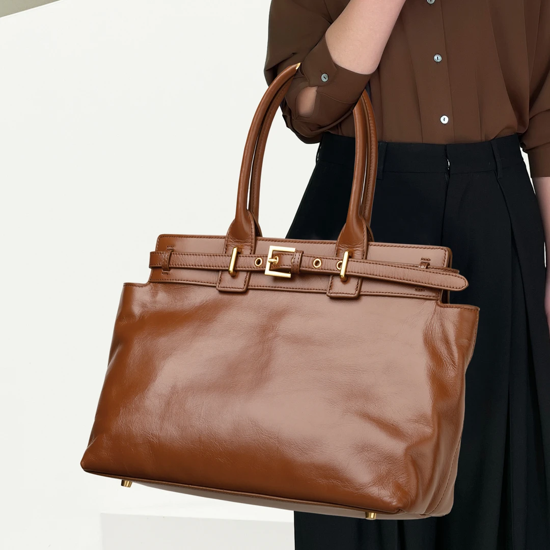 CCAMO牛皮托特包轻奢大容量包包上班通勤时尚大气女包手提单肩包