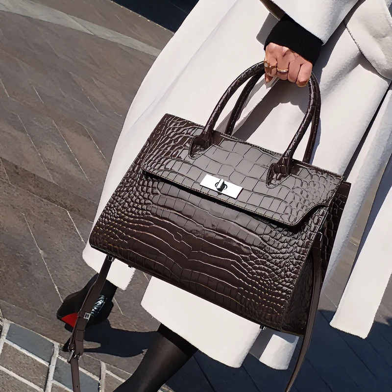 CCAMO时尚气质百搭包轻奢真皮女士鳄鱼纹托特包大气手提单肩包包