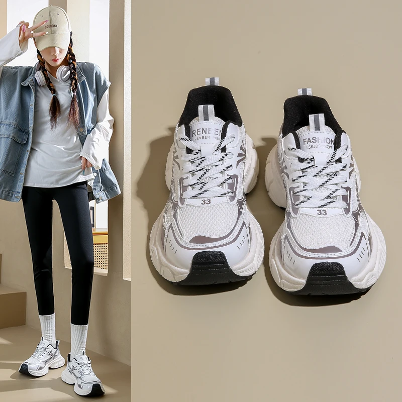 情侣款24年新款韩版时尚洋气舒适老爹鞋女运动风显脚小休闲鞋