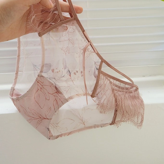 水墨风 新中式胖mm80-180斤性感蕾丝内裤女情调中腰少女内裤纯欲