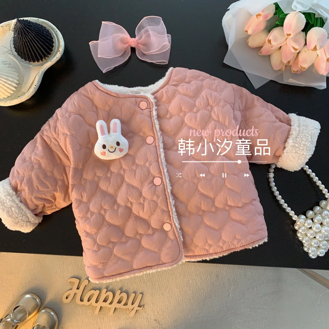 女童秋冬加绒棉服外套2023冬装新款棉衣女宝宝儿童韩版洋气小棉袄