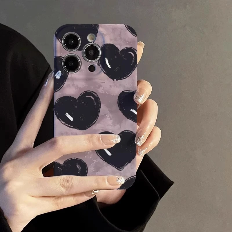适用【苹果华为/oppo/vivo】网红菲林壳简约满屏爱心创意全包手机壳