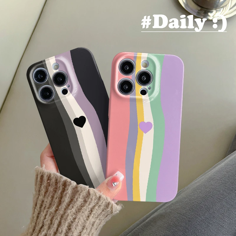 纯琪新款iPhone15苹果15华为/OPPO/VIVO/小米/荣耀彩虹爱心手机壳