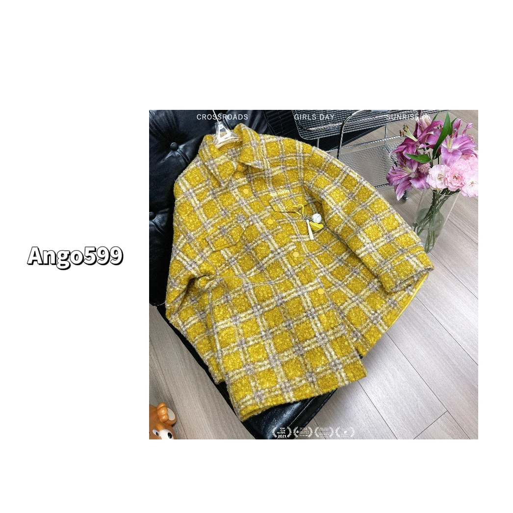 棒球熊* 冬季新款内里夹棉厚款粗花呢子衬衫式外套