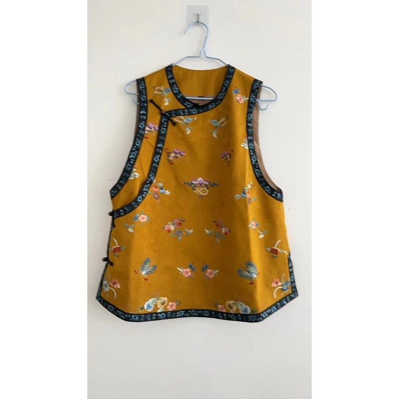 【锦华杉】景罗国风黄色斜襟中国风马甲