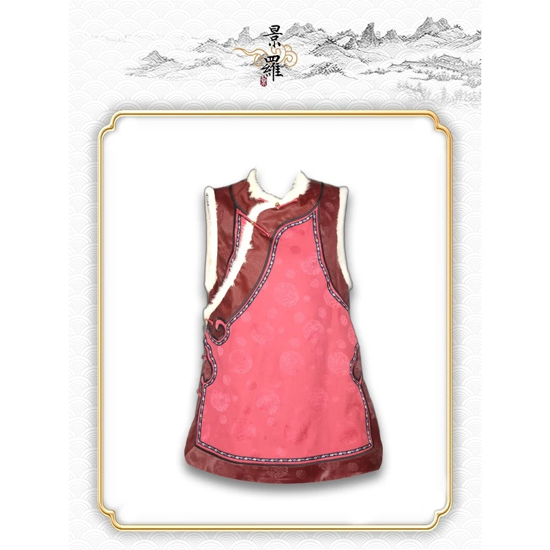 【舒胜静】景罗国风冬款红色对襟手绣绣花款式百搭中式马甲