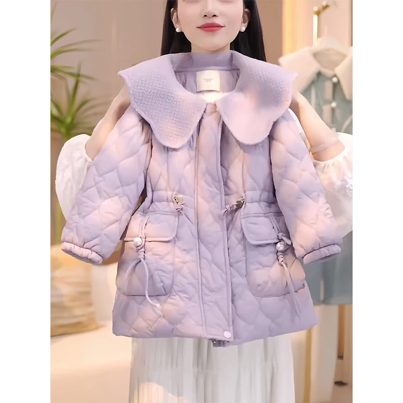 女童加绒外套秋冬装2025新款洋气儿童装韩版棉服冬季大