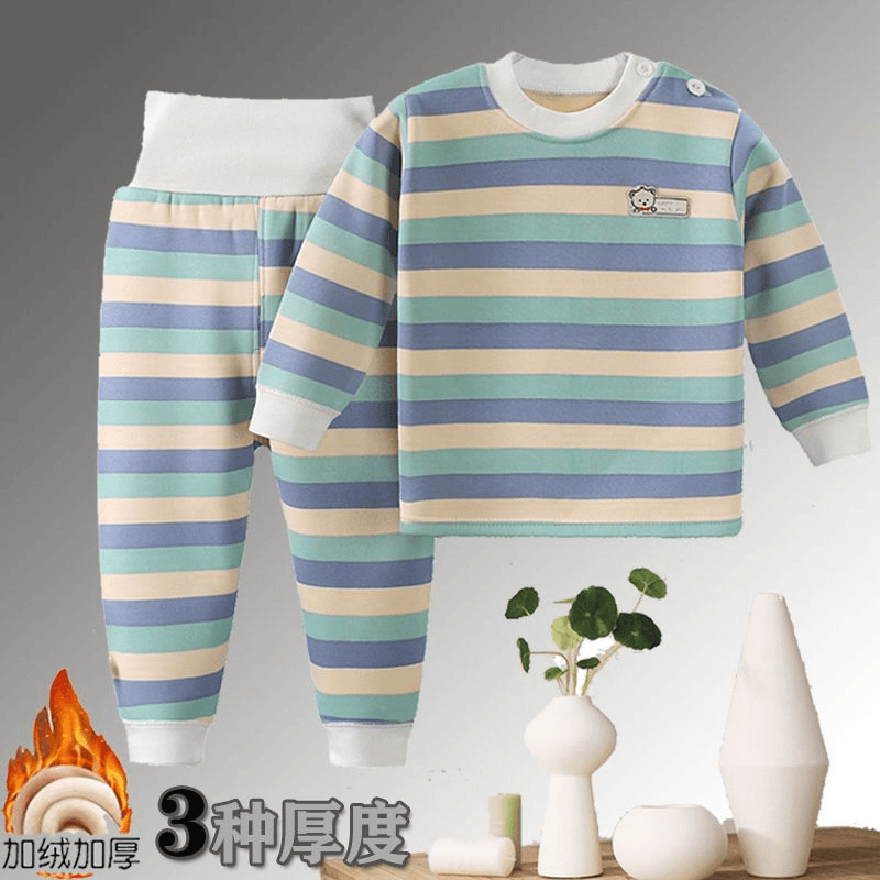 宝宝保暖内衣套装男童女童加绒加厚睡衣儿童高腰秋衣秋裤婴儿衣服