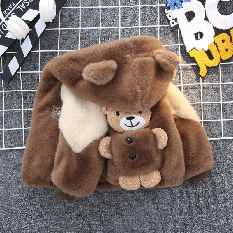 儿童冬季新款加绒毛毛衣外套男女宝加厚水貂毛外套保暖高档仿皮草