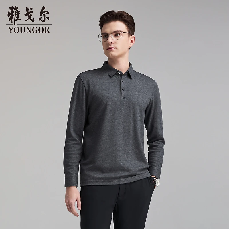 【可机洗绵羊毛】雅戈尔男士秋冬季商务休闲长袖POLO衫VLYM509974