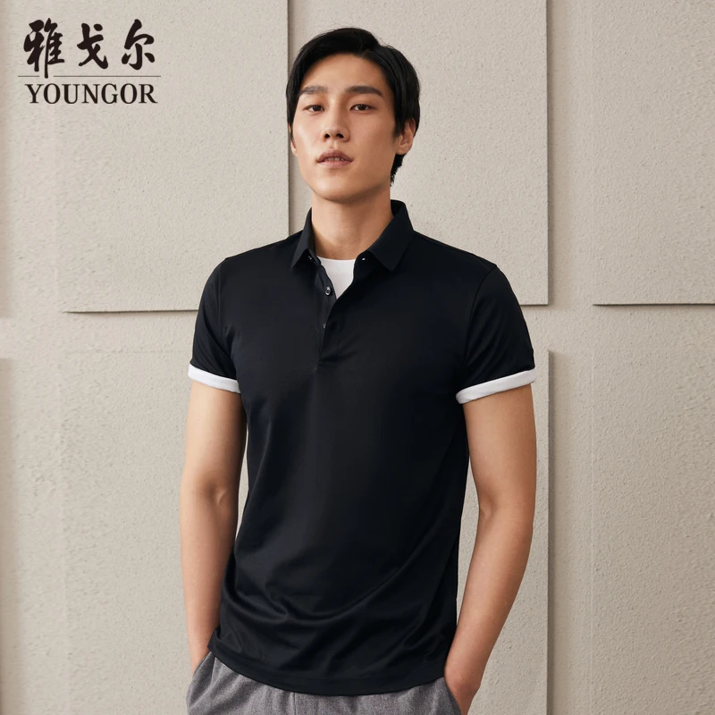 【凉感透气】雅戈尔男士夏季短袖T恤商务休闲翻领纯色polo衫533033
